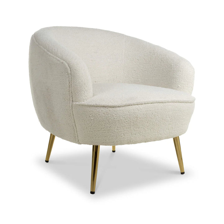 Luna Curved Tub Cair in Vanilla White Boucle