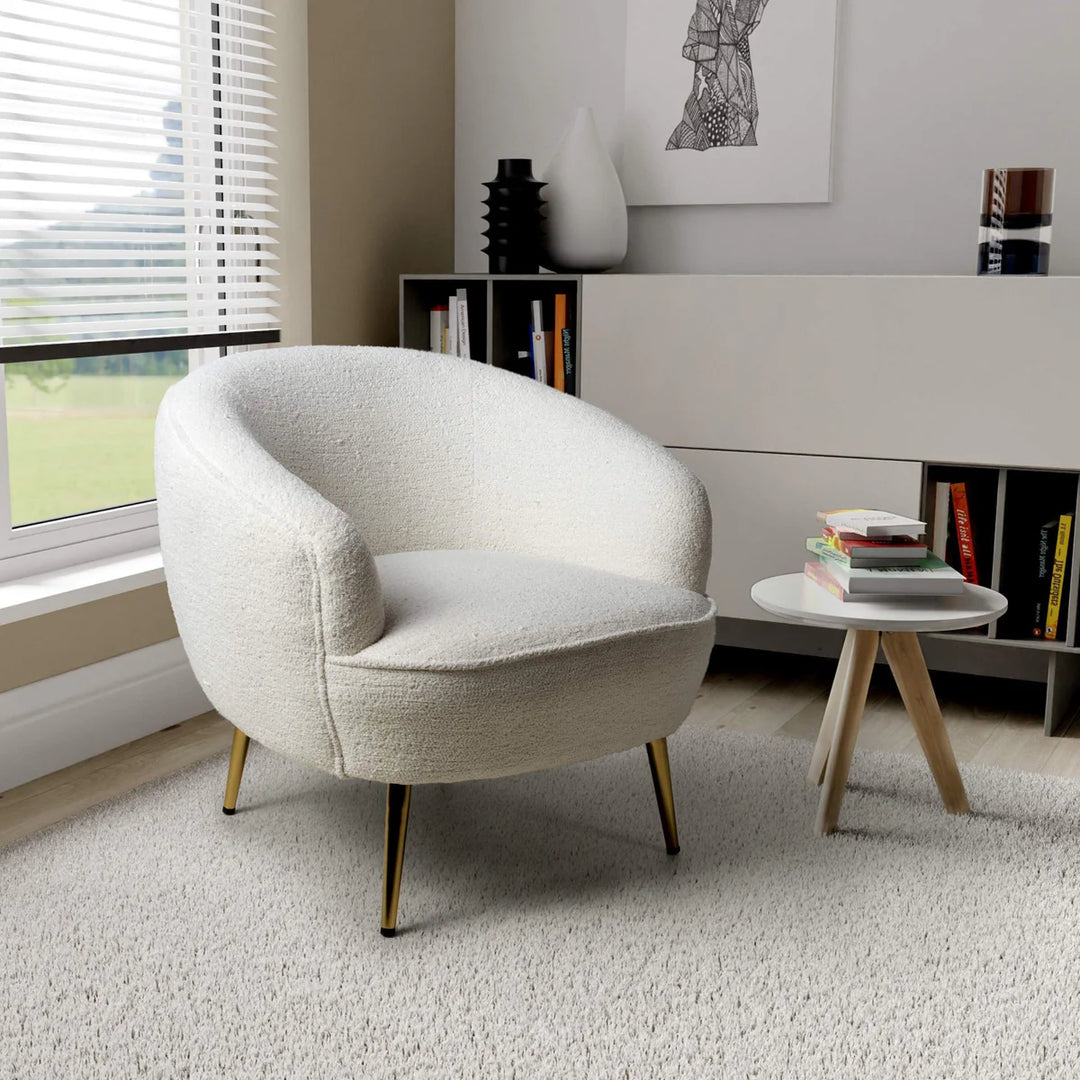 Luna Curved Tub Cair in Vanilla White Boucle