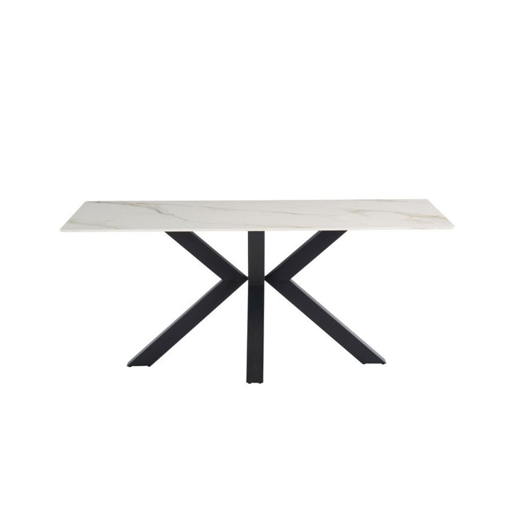 Phoenix 180cm White Ceramic Marble Fixed Dining Table - Belmont Interiors