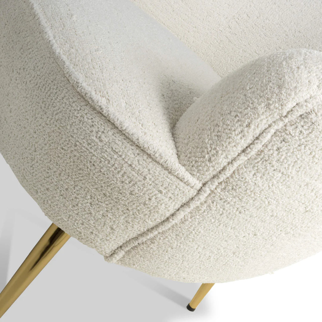 Luna Curved Tub Cair in Vanilla White Boucle
