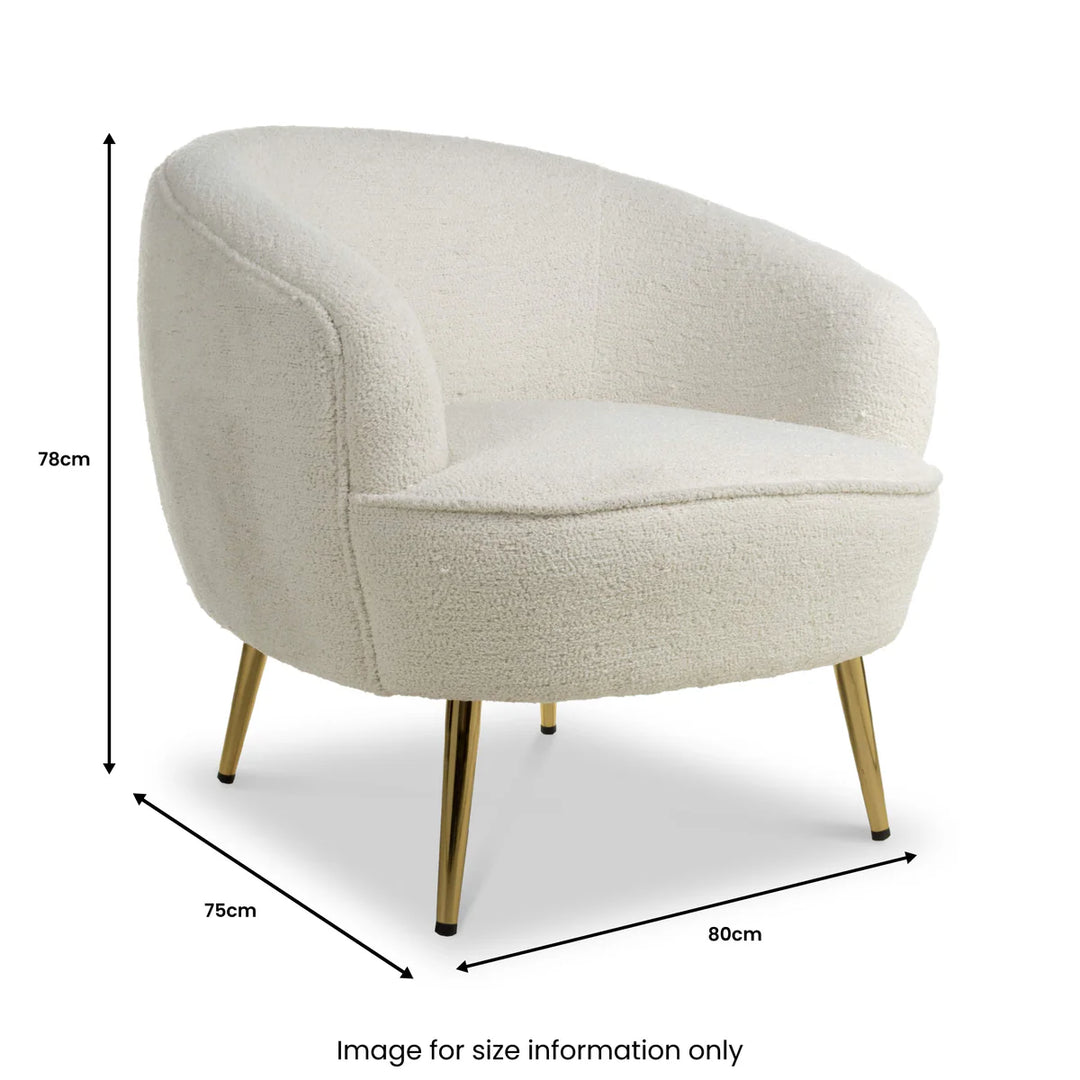 Luna Curved Tub Cair in Vanilla White Boucle