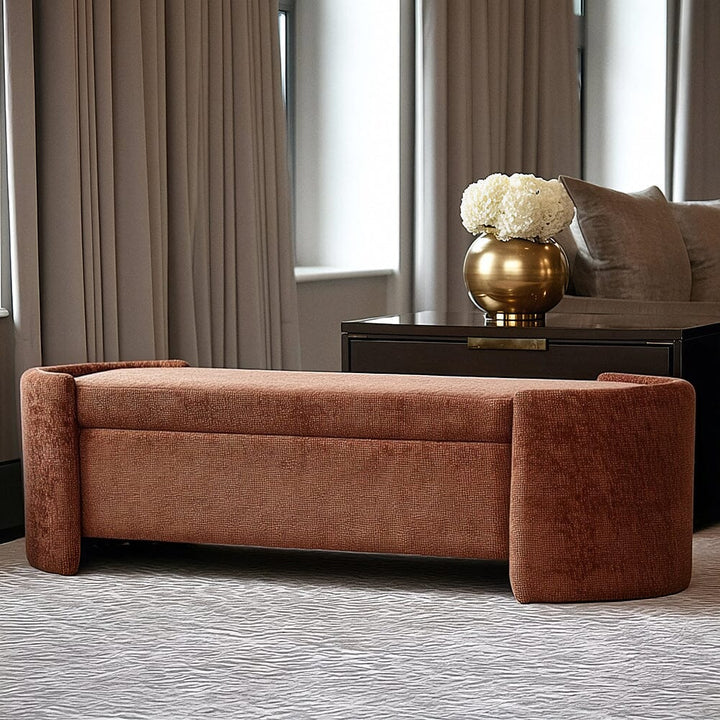 Libra Interiors Waverley Upholstered Storage Bench – Terracotta