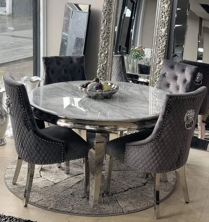 Louis 130cm Round Marble Dining Table
