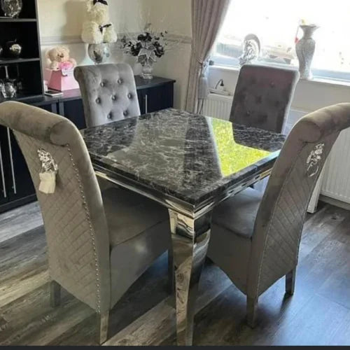 Louis 100cm Square Marble Dining Table