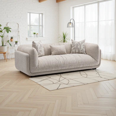 Oxford 3-Seater Beige Sofa in Soft Fabric