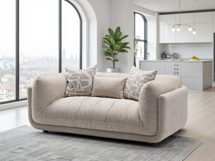 Oxford 2-Seater Beige Sofa in Soft Fabric