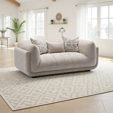 Oxford 2-Seater Beige Sofa in Soft Fabric