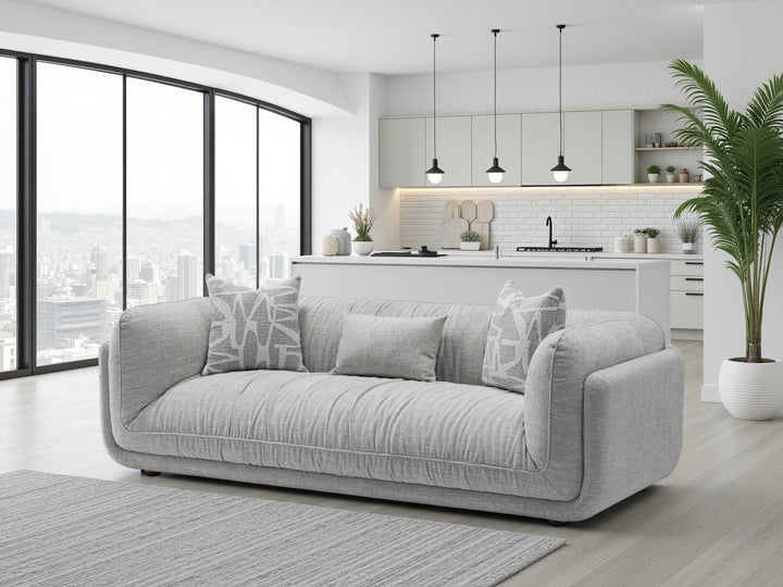Oxford 3-Seater Grey Sofa in Soft Fabric