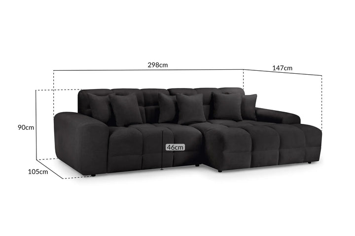 The Bubble Fabric Corner/Lounger Cloud Sofa in Black Charcoal