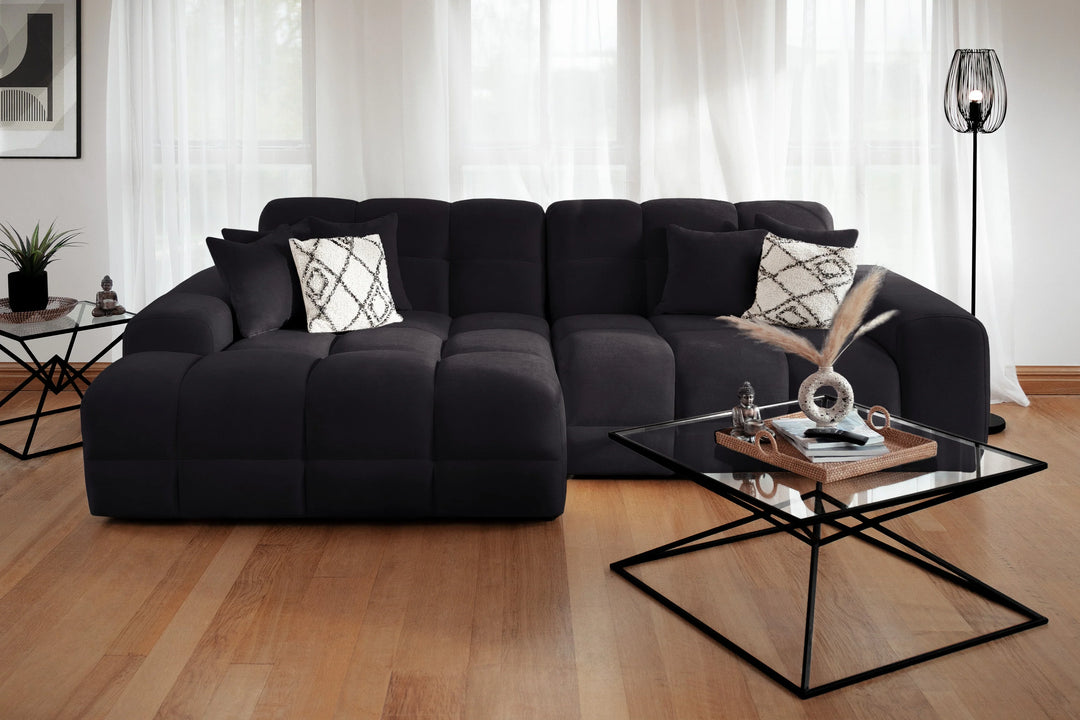 The Bubble Fabric Corner/Lounger Cloud Sofa in Black Charcoal