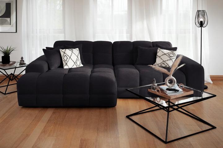 The Bubble Fabric Corner/Lounger Cloud Sofa in Black Charcoal