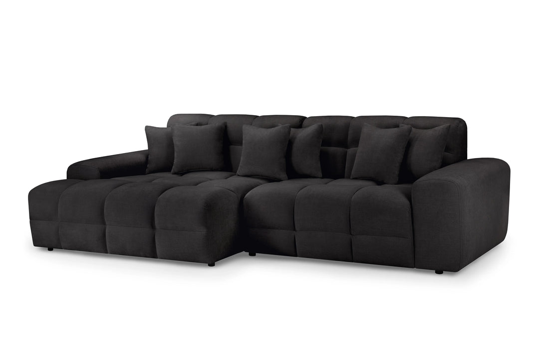 The Bubble Fabric Corner/Lounger Cloud Sofa in Black Charcoal
