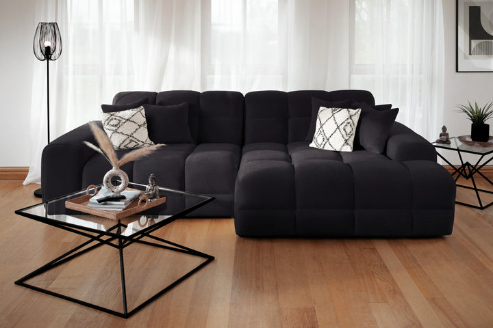 The Bubble Fabric Corner/Lounger Cloud Sofa in Black Charcoal