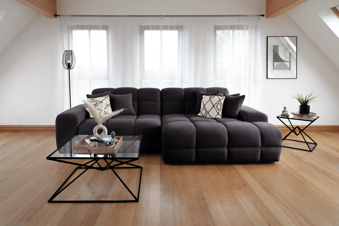 The Bubble Fabric Corner/Lounger Cloud Sofa in Black Charcoal