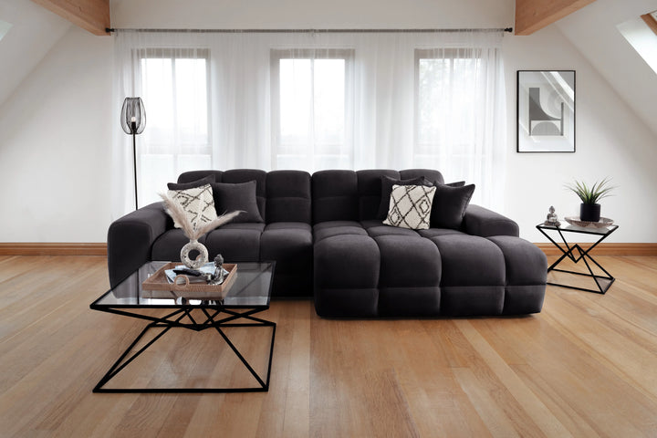 The Bubble Fabric Corner/Lounger Cloud Sofa in Black Charcoal