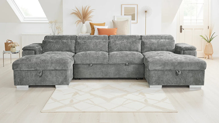 Kensington Large U Shape Corner Storage Sofabed – Grey
