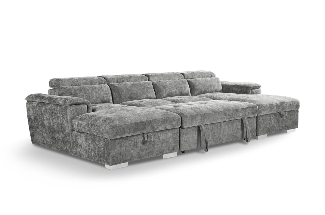 Kensington Large U Shape Corner Storage Sofabed – Grey