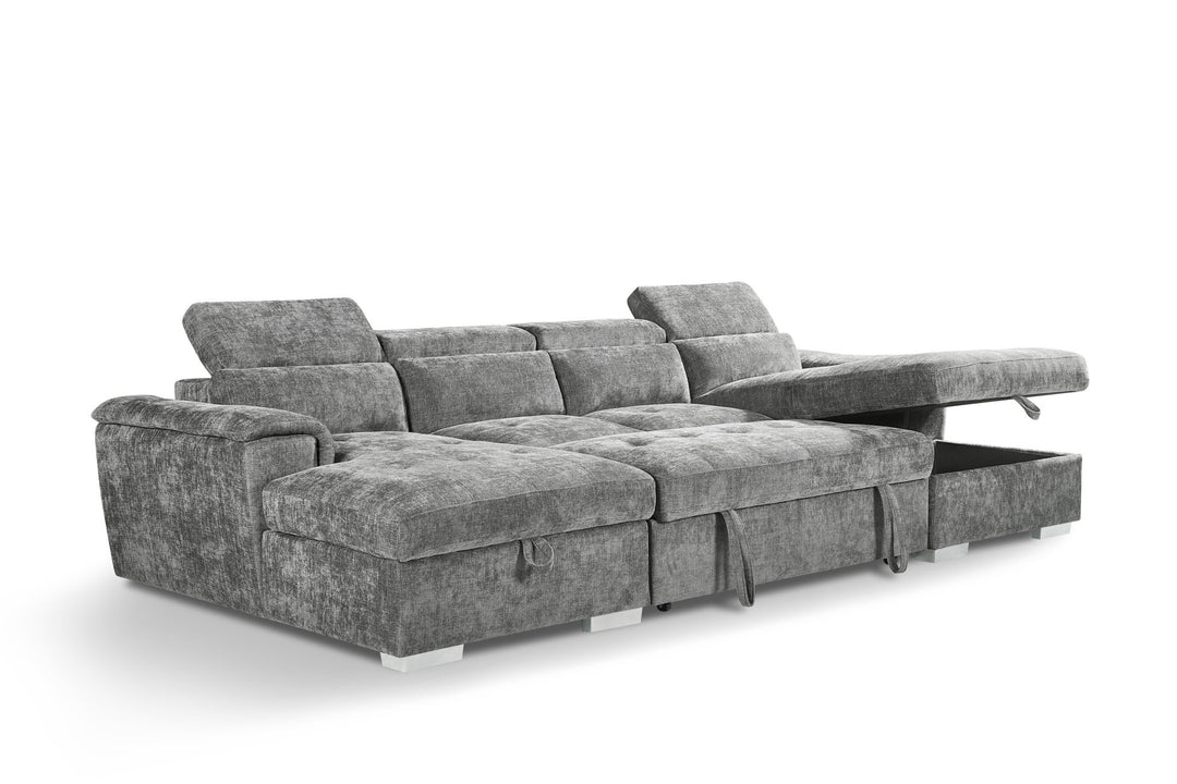 Kensington Large U Shape Corner Storage Sofabed – Grey