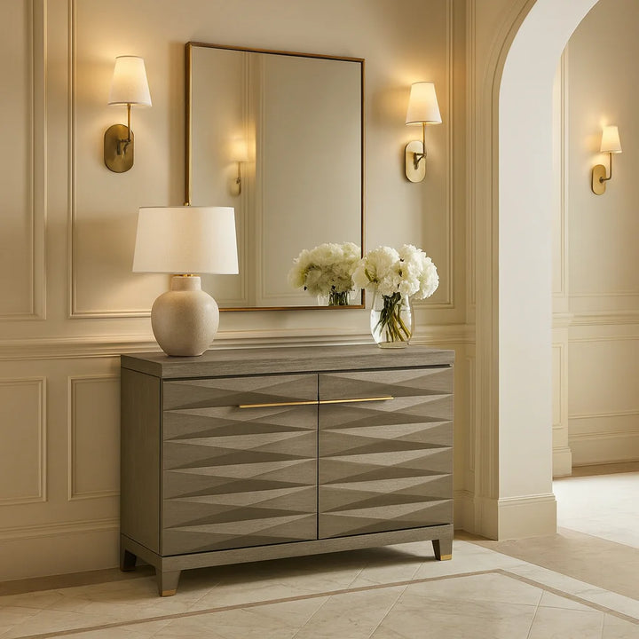 Berkeley Designs Cassis Console Table in Grey/Taupe with Gold Handles