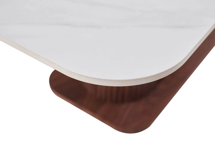 Ellie 180cm Walnut Dining Table with White Ceramic Sintered Marble Top
