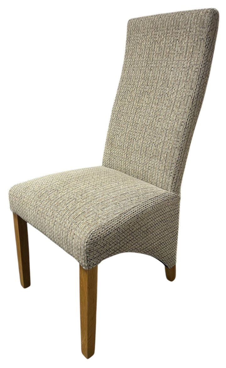 Almeera Dining Chair in Textured Mixed Beige Fabric with Wooden Oak Legs