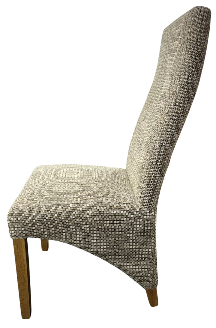 Almeera Dining Chair in Textured Mixed Beige Fabric with Wooden Oak Legs