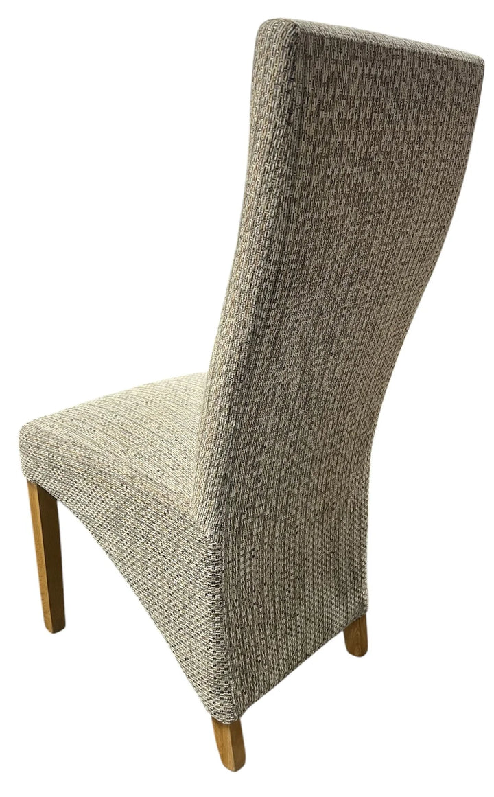 Almeera Dining Chair in Textured Mixed Beige Fabric with Wooden Oak Legs