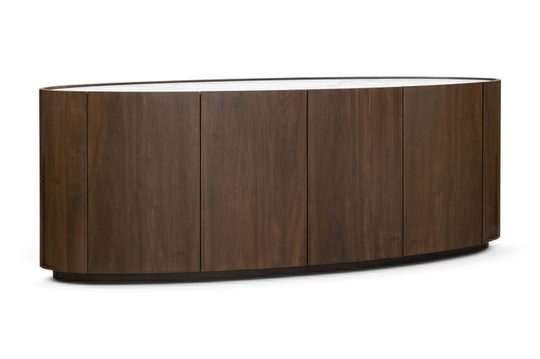 Berkeley Designs Phuket Sideboard in Natural Walnut with White Porcelain Marble - Belmont Interiors