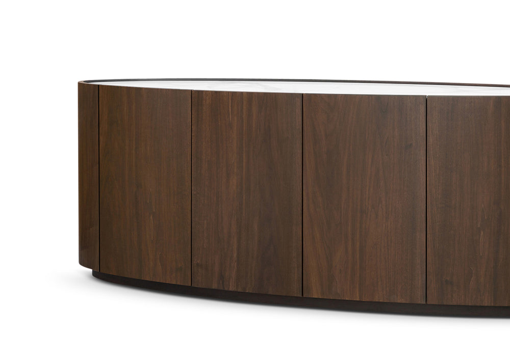 Berkeley Designs Phuket Sideboard in Natural Walnut with White Porcelain Marble - Belmont Interiors