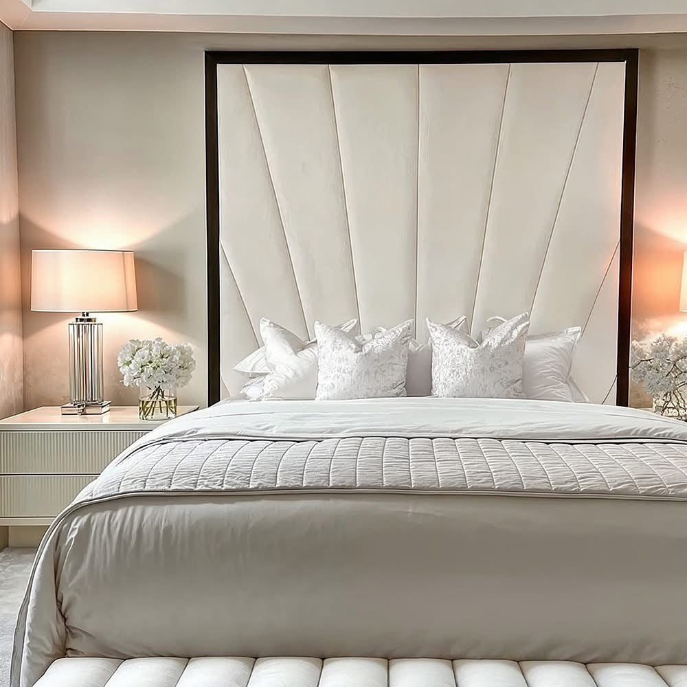 Madrid Luxury Cream & Black Sunburst Bed