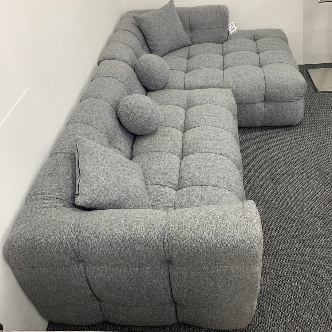 The Bubble Corner Sofa in Grey Boucle Fabric - Belmont Interiors