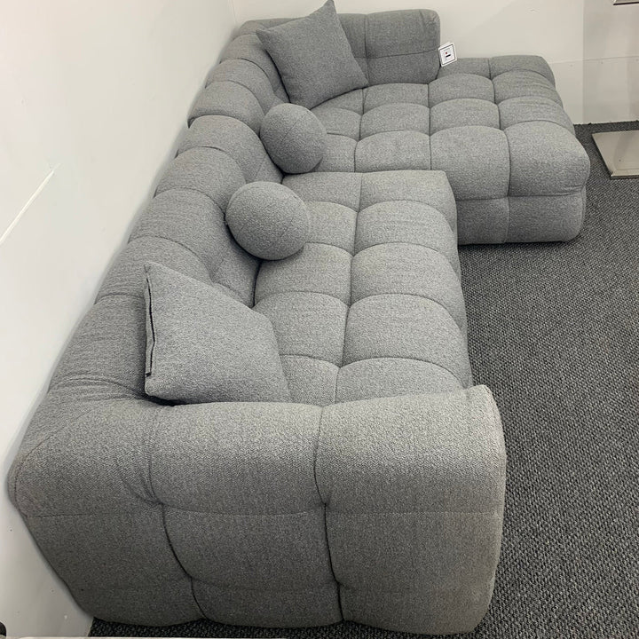 The Bubble Corner Sofa in Grey Boucle Fabric - Belmont Interiors