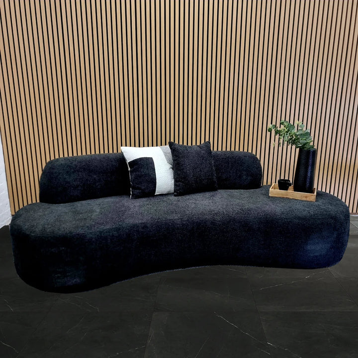 The Wave Sofa in Black Boucle Fabric - 3 Seater - Belmont Interiors