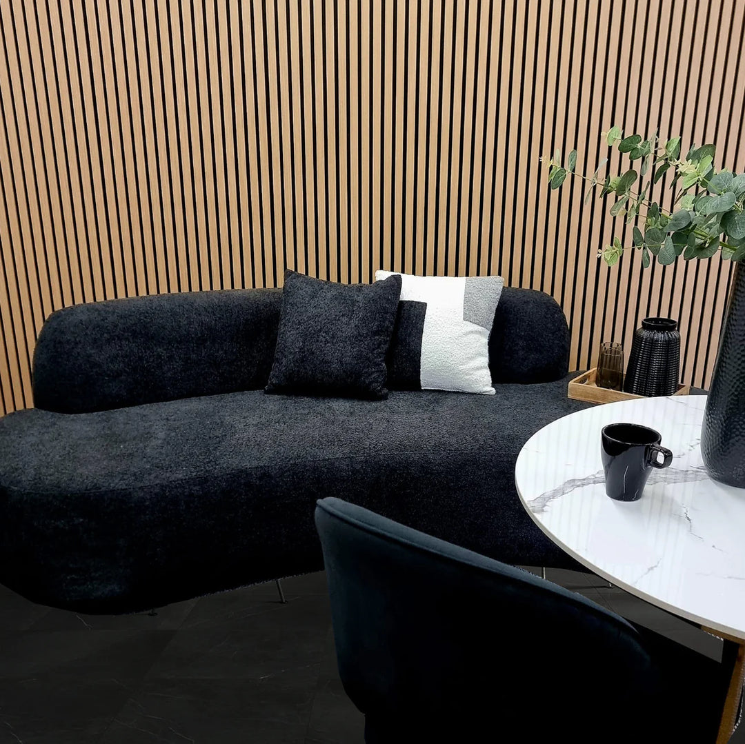The Wave Sofa in Black Boucle Fabric - 3 Seater - Belmont Interiors