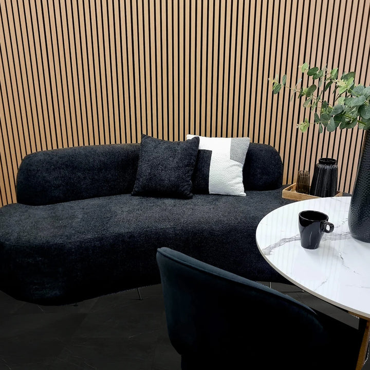 The Wave Sofa in Black Boucle Fabric - 3 Seater - Belmont Interiors