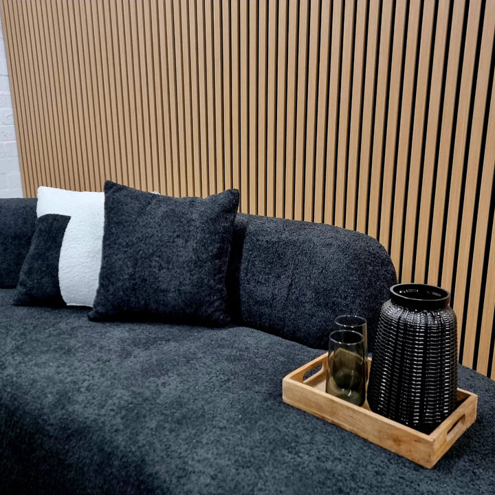 The Wave Sofa in Black Boucle Fabric - 3 Seater - Belmont Interiors