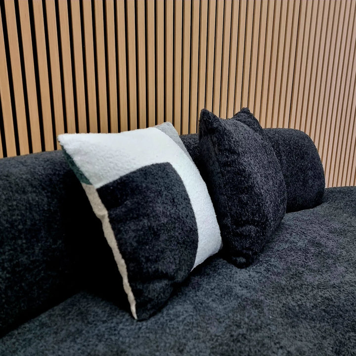The Wave Sofa in Black Boucle Fabric - 3 Seater - Belmont Interiors