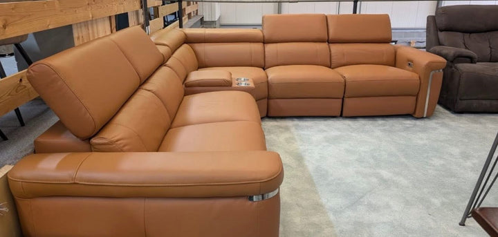 Somerville Electric Recliner Sofa Tan Leather Large Corner