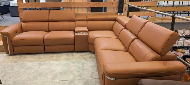 Somerville Electric Recliner Sofa Tan Leather Large Corner