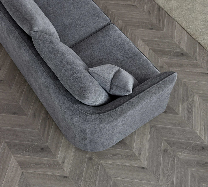 The Rubin Premium Corner Lounger Sofa in Charcoal Boucle Fabric - Belmont Interiors