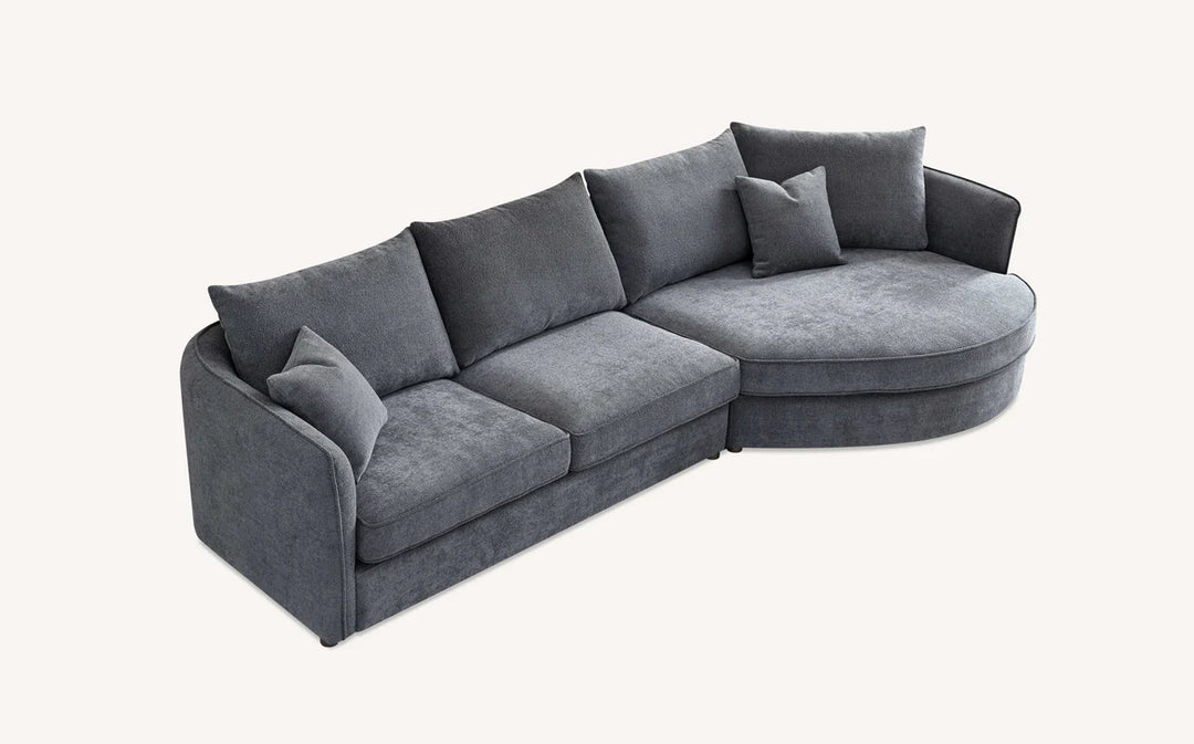 The Rubin Premium Corner Lounger Sofa in Charcoal Boucle Fabric - Belmont Interiors