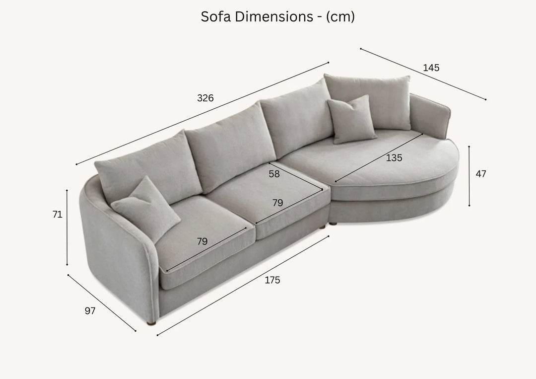 The Rubin Premium Corner Lounger Sofa in Charcoal Boucle Fabric - Belmont Interiors