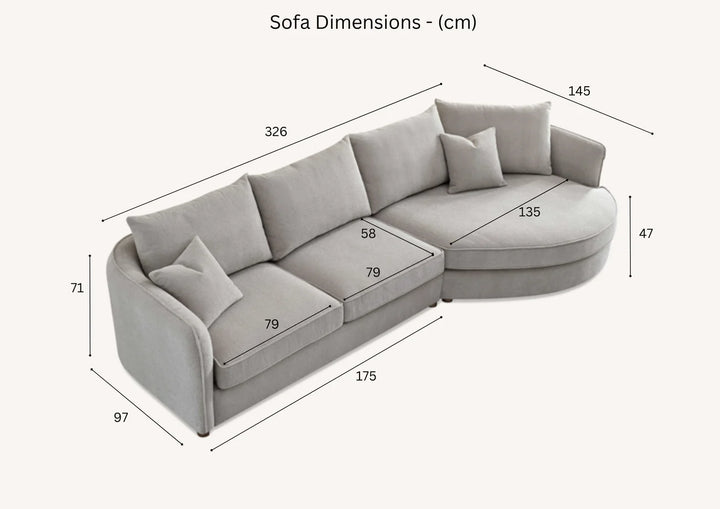 The Rubin Premium Corner Lounger Sofa in Charcoal Boucle Fabric - Belmont Interiors