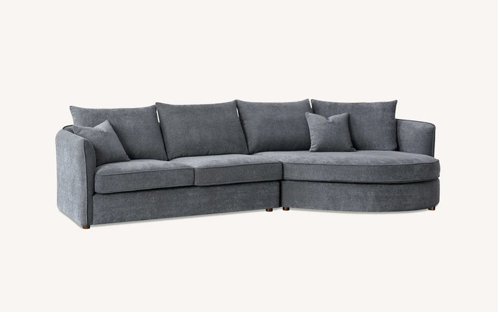 The Rubin Premium Corner Lounger Sofa in Charcoal Boucle Fabric - Belmont Interiors