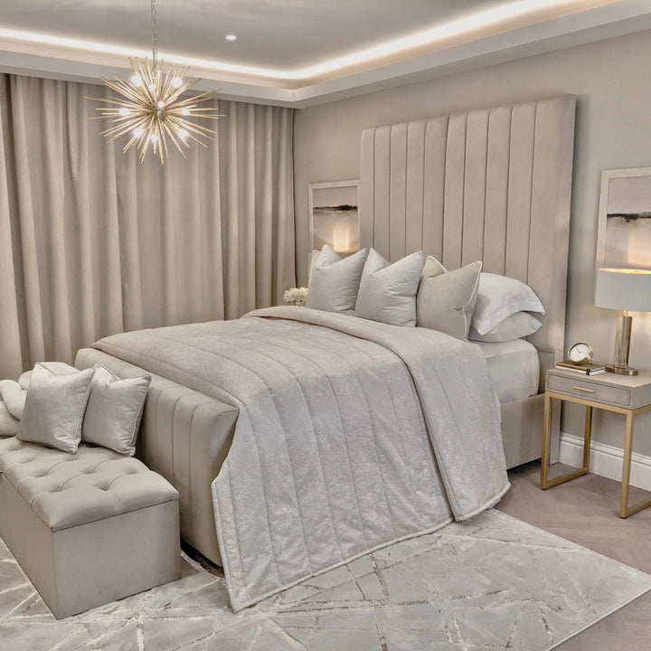 Camden Plush Velvet Luxury Panelled Bed - Belmont Interiors