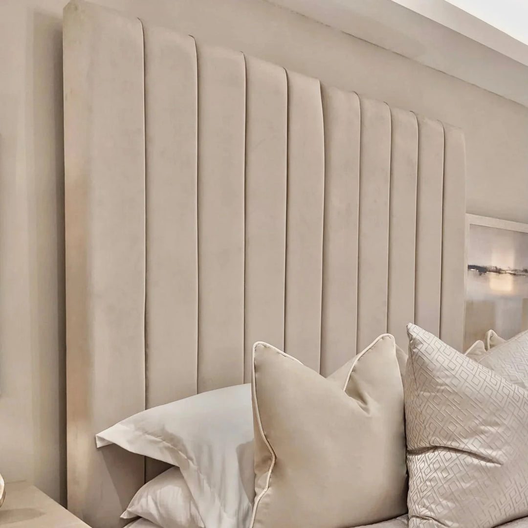 Camden Plush Velvet Luxury Panelled Bed - Belmont Interiors