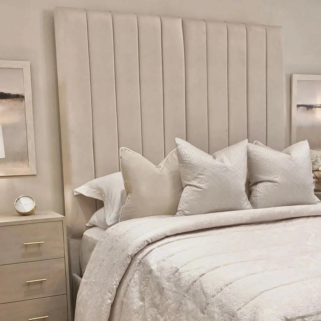 Camden Plush Velvet Luxury Panelled Bed - Belmont Interiors