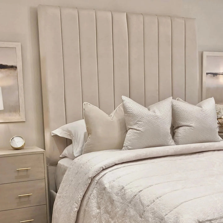 Camden Plush Velvet Luxury Panelled Bed - Belmont Interiors