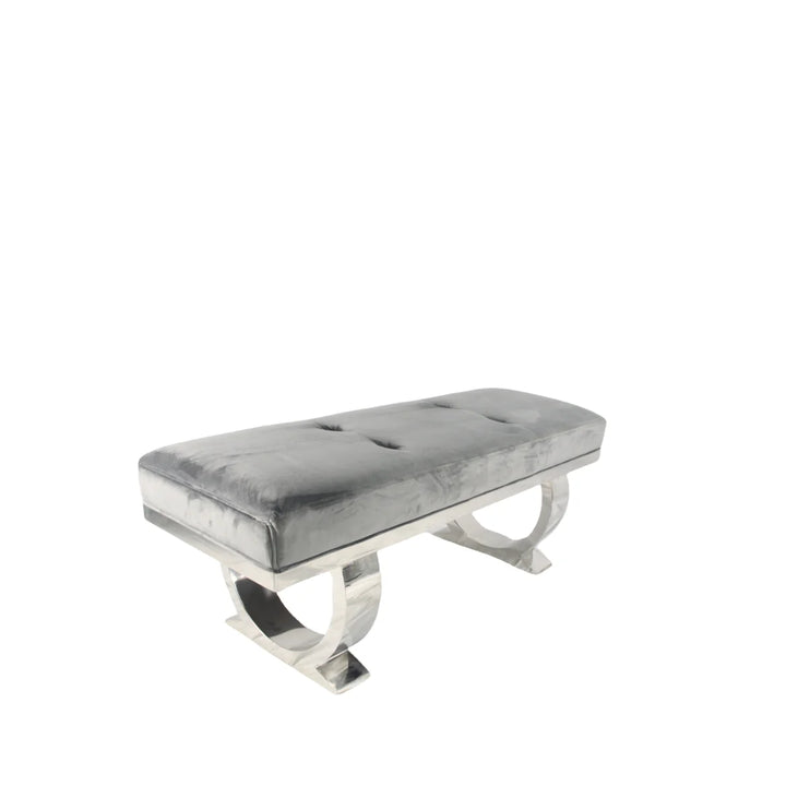 Arianna 130cm Dark Grey Plush Soft Velvet Dining Bench - Belmont Interiors