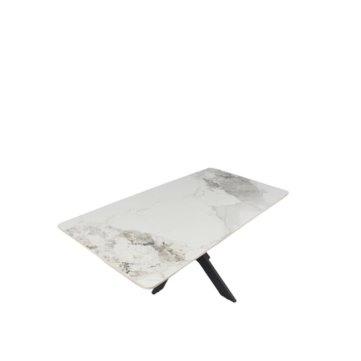 Phoenix White Ceramic Coffee Table with Black Legs - Belmont Interiors